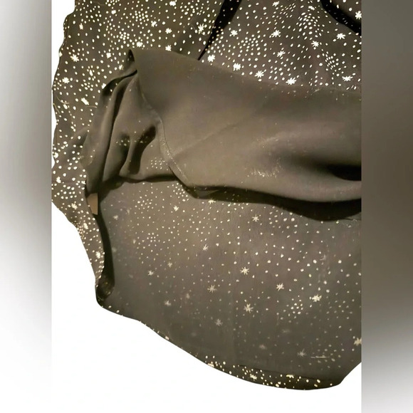 LOFT Starry Strap V-Neck Cami, Size Small, black star print, chiffon sleeveless - Picture 9 of 11